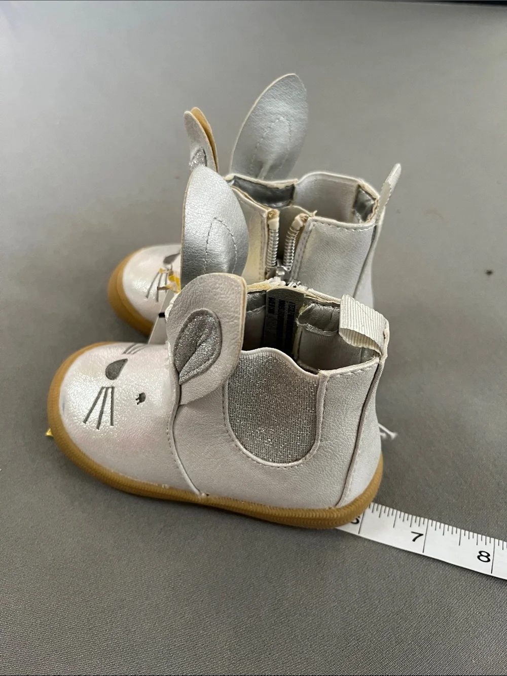 Cat & Jack Silver Bunny Ear Toddler Ankle Boots
